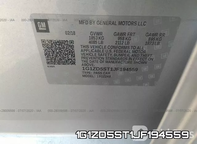 1G1ZD5ST1JF194559 фото 10
