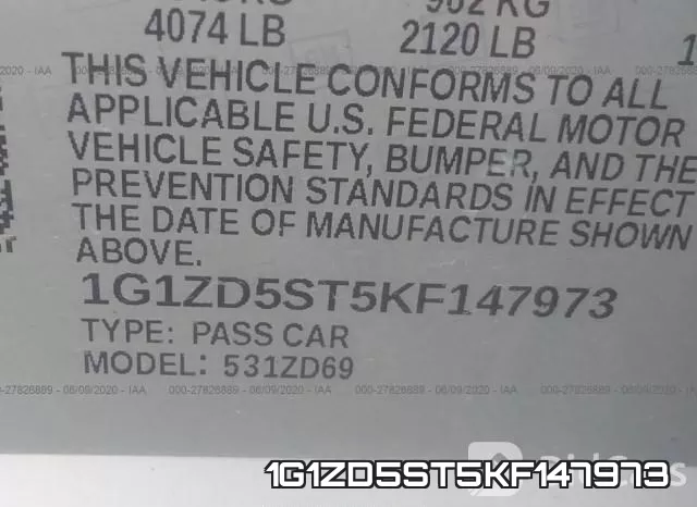 1G1ZD5ST5KF147973 фото 10