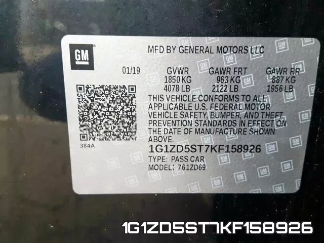 1G1ZD5ST7KF158926 фото 2