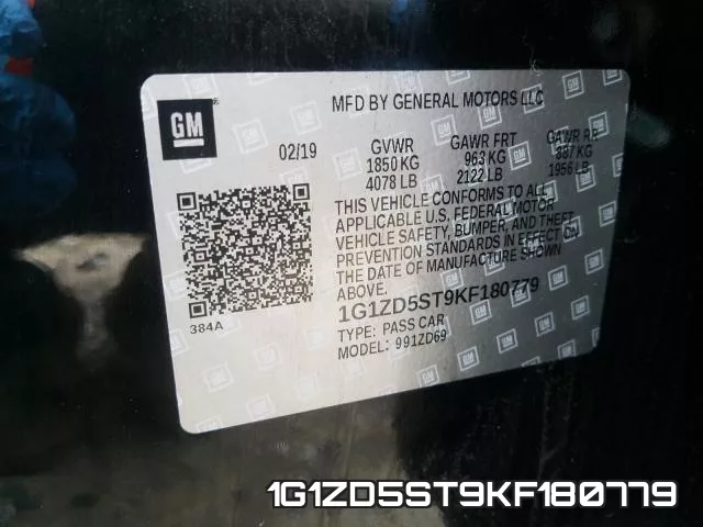 1G1ZD5ST9KF180779 фото 2