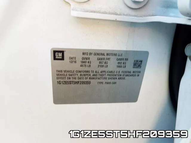 1G1ZE5ST5HF209359 фото 2