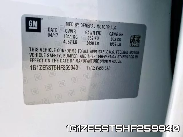 1G1ZE5ST5HF259940 фото 2