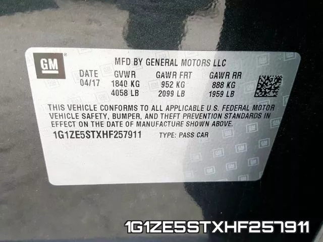 1G1ZE5STXHF257911 фото 2
