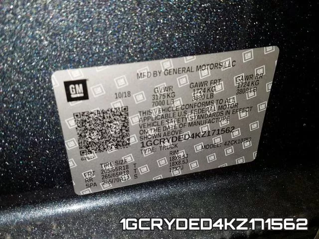 1GCRYDED4KZ171562 фото 2