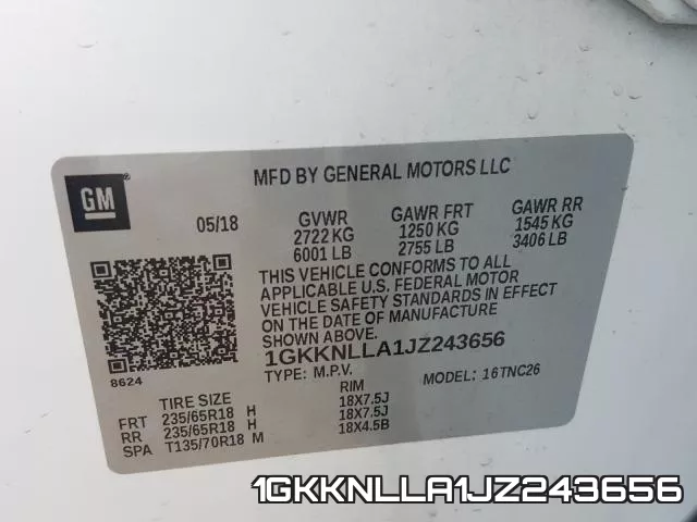 1GKKNLLA1JZ243656 фото 2