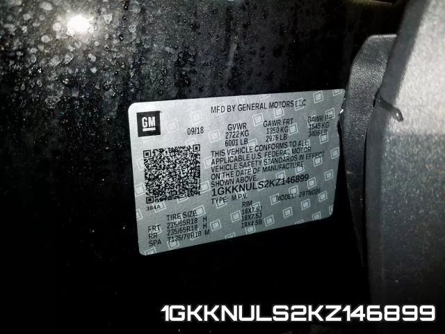 1GKKNULS2KZ146899 фото 2