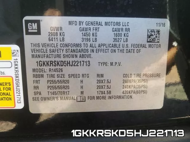 1GKKRSKD5HJ221713 фото 2