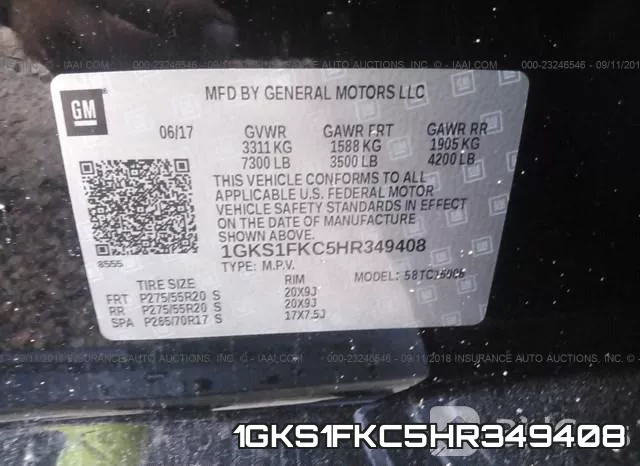 1GKS1FKC5HR349408 фото 10
