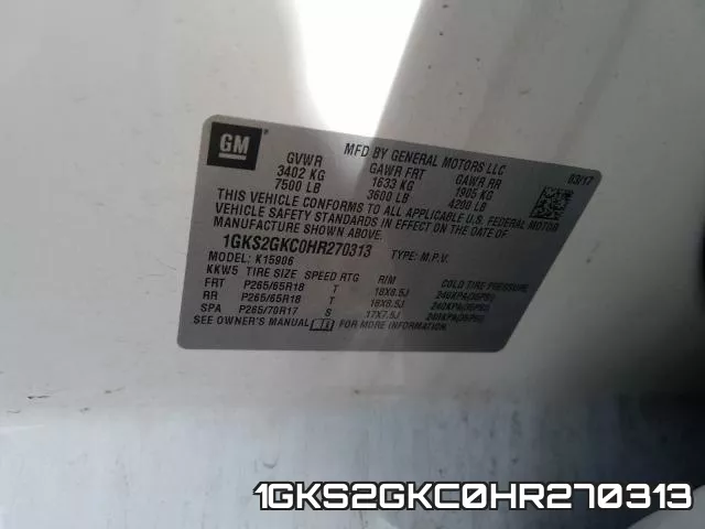 1GKS2GKC0HR270313 фото 2