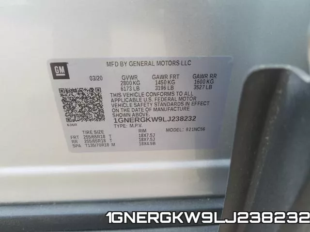 1GNERGKW9LJ238232 фото 2
