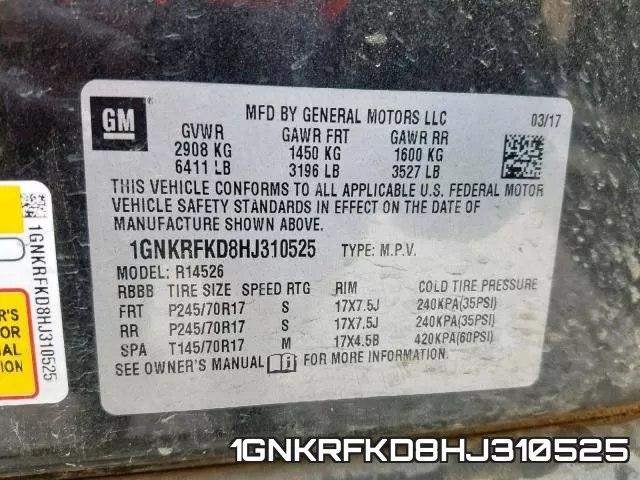 1GNKRFKD8HJ310525 фото 2