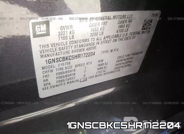 1GNSCBKC5HR172204 фото 10