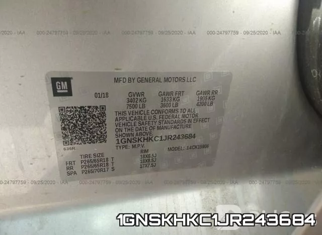 1GNSKHKC1JR243684 фото 10