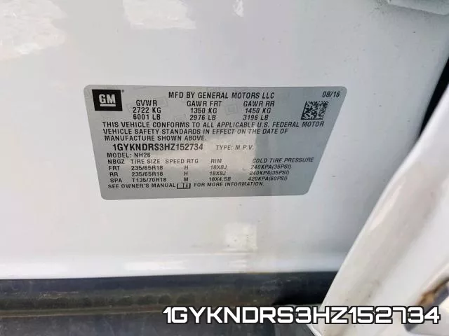 1GYKNDRS3HZ152734 фото 2