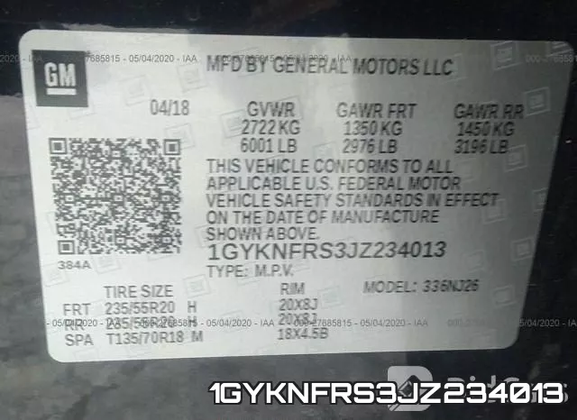 1GYKNFRS3JZ234013 фото 10