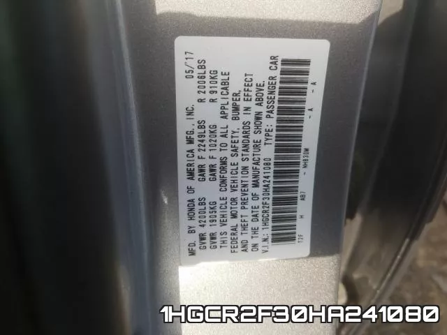 1HGCR2F30HA241080 фото 2