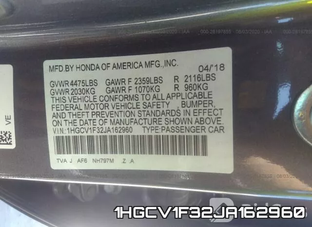 1HGCV1F32JA162960 фото 10