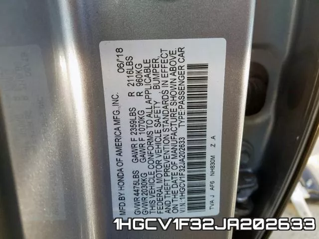 1HGCV1F32JA202633 фото 2