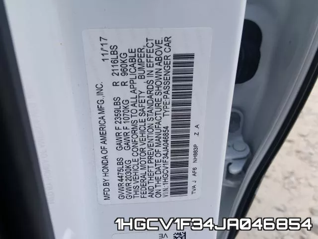 1HGCV1F34JA046854 фото 2
