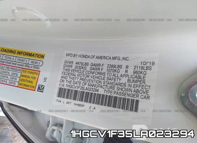 1HGCV1F35LA023294 фото 10
