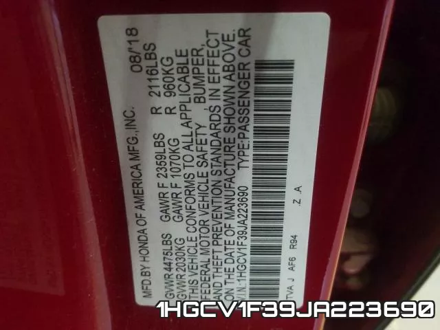1HGCV1F39JA223690 фото 2