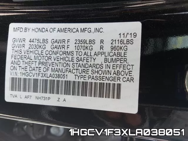 1HGCV1F3XLA038051 фото 2