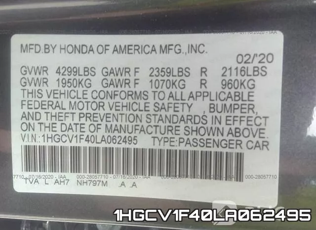 1HGCV1F40LA062495 фото 10