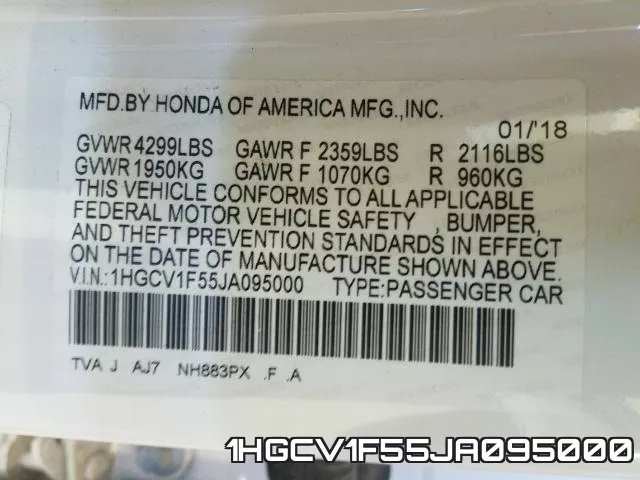 1HGCV1F55JA095000 фото 2