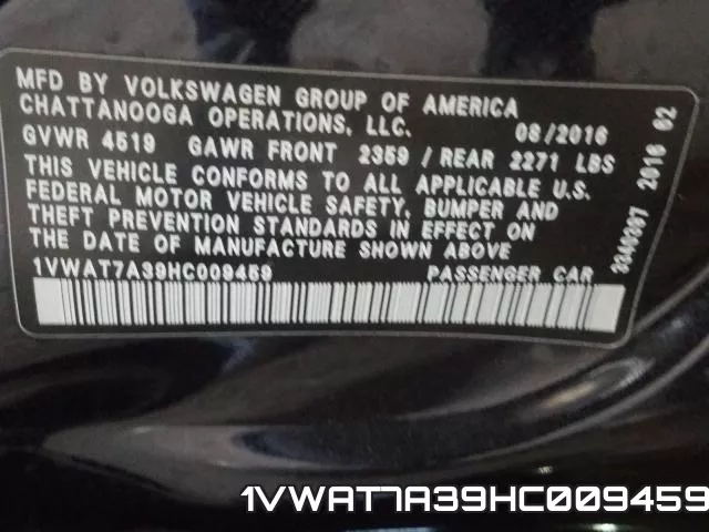 1VWAT7A39HC009459 фото 2