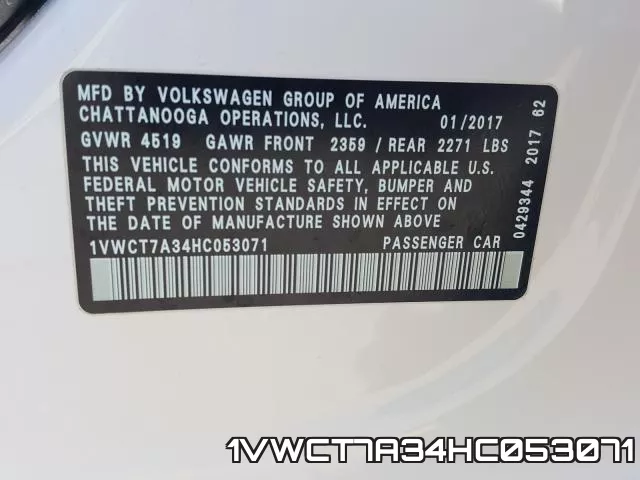 1VWCT7A34HC053071 фото 2