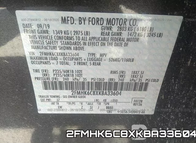 2FMHK6C8XKBA33604 фото 10