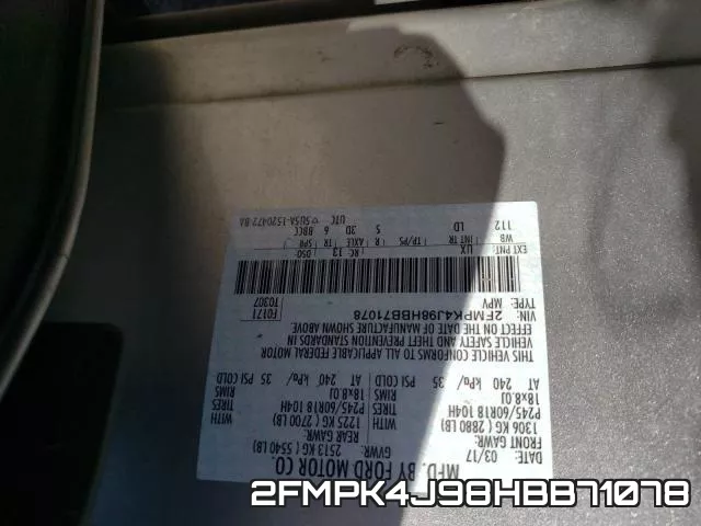 2FMPK4J98HBB71078 фото 2