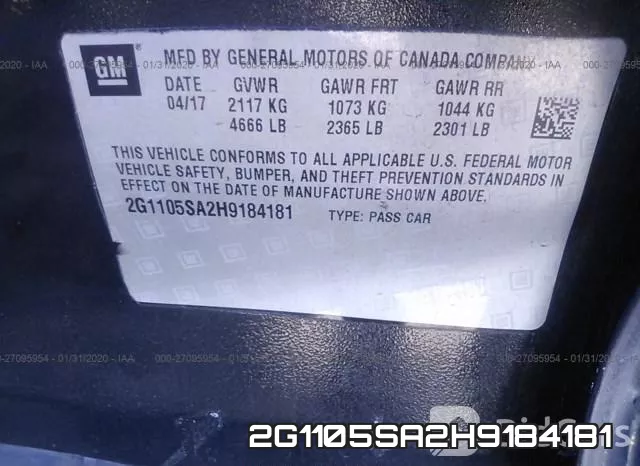 2G1105SA2H9184181 фото 10