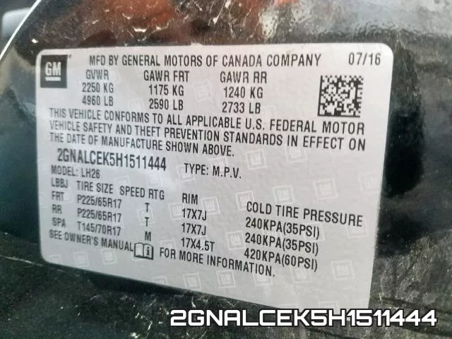 2GNALCEK5H1511444 фото 2