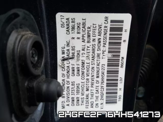 2HGFC2F76HH541273 фото 2