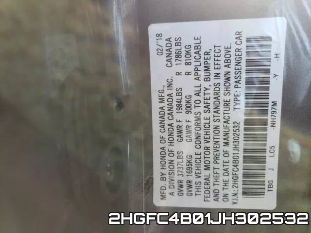 2HGFC4B01JH302532 фото 2