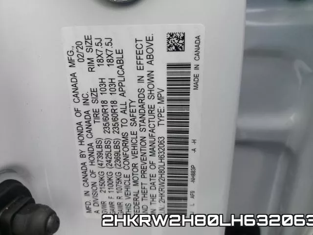 2HKRW2H80LH632063 фото 2