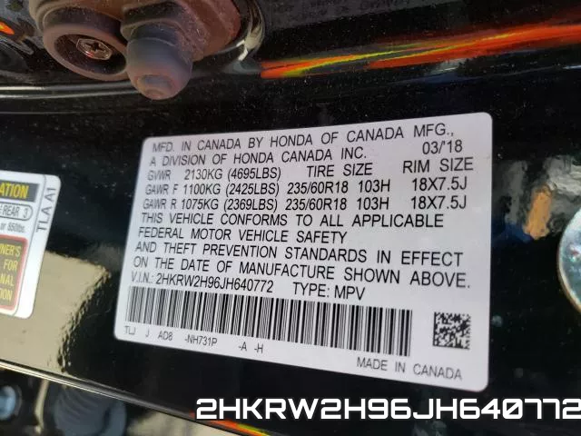 2HKRW2H96JH640772 фото 2