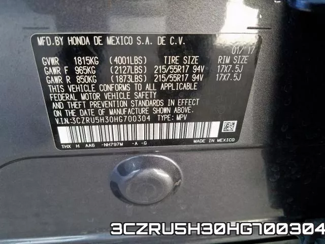 3CZRU5H30HG700304 фото 2
