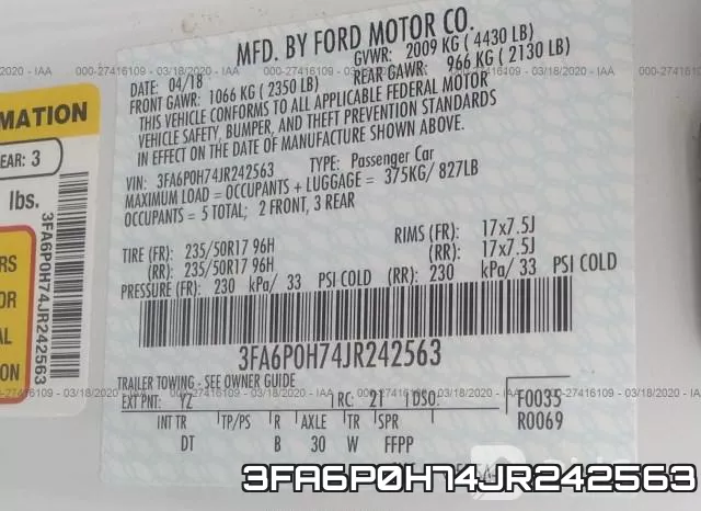 3FA6P0H74JR242563 фото 10