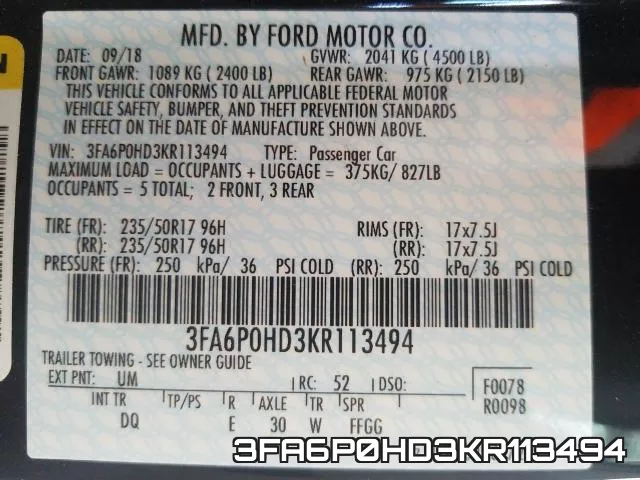 3FA6P0HD3KR113494 фото 2