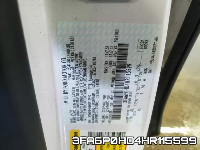 3FA6P0HD4HR115599 фото 2