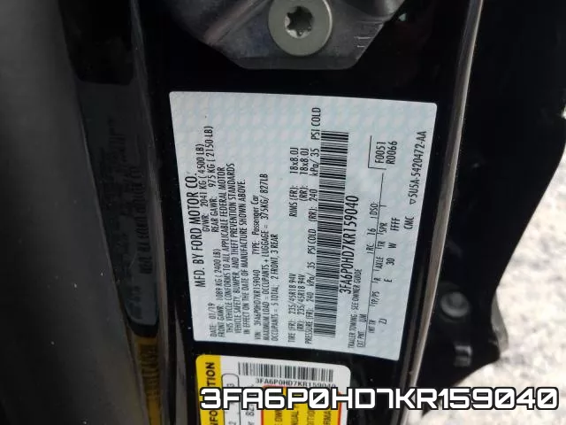 3FA6P0HD7KR159040 фото 2