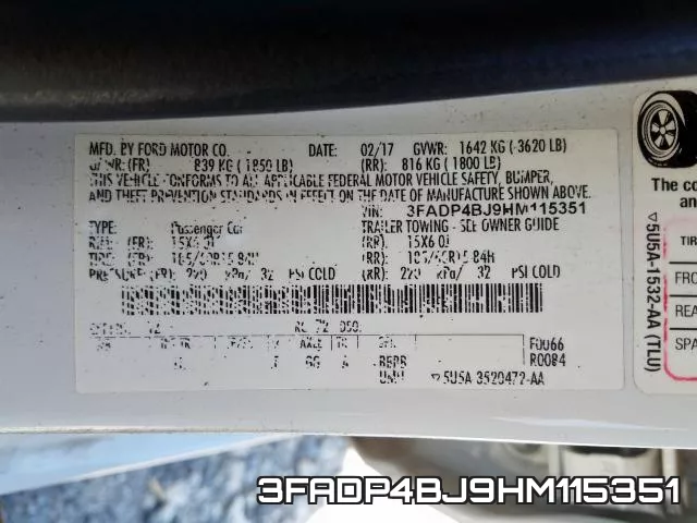 3FADP4BJ9HM115351 фото 2