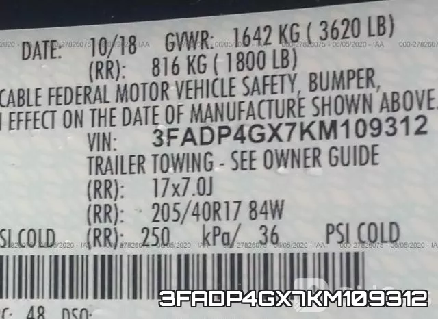 3FADP4GX7KM109312 фото 10