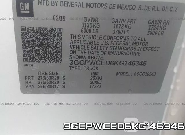 3GCPWCED6KG146346 фото 10