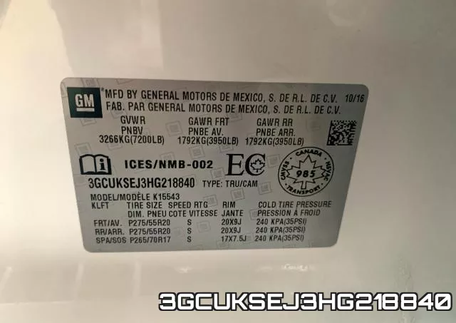 3GCUKSEJ3HG218840 фото 2
