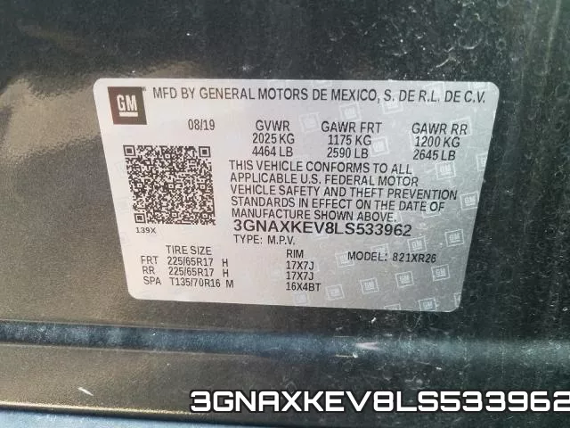 3GNAXKEV8LS533962 фото 2