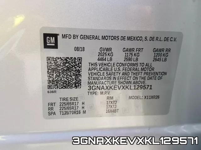 3GNAXKEVXKL129571 фото 2