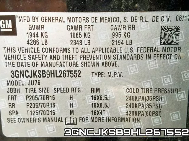 3GNCJKSB9HL267552 фото 2